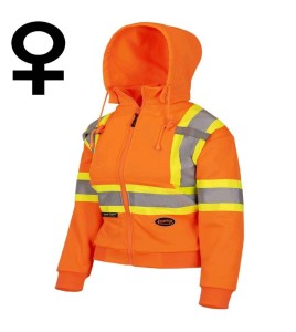 Women's orange Pioneer fleece hoodie made of high-visibility polyester, sold individually