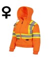 Women's orange Pioneer fleece hoodie made of high-visibility polyester, sold individually