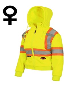 Women's orange Pioneer fleece hoodie made of high-visibility 10.5 oz polyester, sold individually