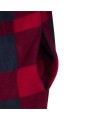 Men’s quilted polar fleece hooded in red and black plaid, often called a hunting shirt or lumberjack shirt, sold individually