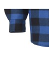 Men’s quilted polar fleece hooded in blue and black plaid, often called a hunting shirt or lumberjack shirt, sold individually