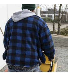 Chandail à capuchon matelassé en molleton pour homme de couleur bleu et noir, chemise de chasse, vendu à l’unité