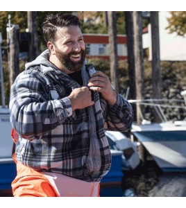 Chandail à capuchon matelassé en molleton pour homme de couleur bleu et gris, chemise de chasse, vendu à l’unité