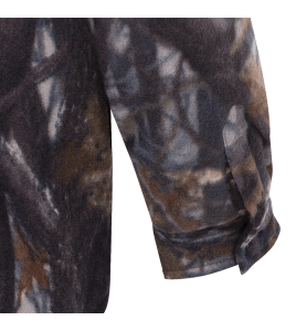 Men’s quilted polar fleece hooded in camouflage, often called a hunting shirt or lumberjack shirt, sold individually