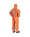 Pioneer 2077 disposable coverall, orange with hood and reflective tape, against dust and non-toxic particles