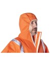 Pioneer 2077 disposable coverall, orange with hood and reflective tape, against dust and non-toxic particles