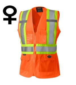 Veste de sécurité Pioneer haute visibilité orange pour femme classe 2, niveau 2, 9 poches, XS à 3XL