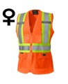 Pioneer orange high-visibility safety vest, class 2, level 2, detachable, 5 pockets, sold individually