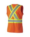 Pioneer orange high-visibility safety vest, class 2, level 2, detachable, 5 pockets, sold individually