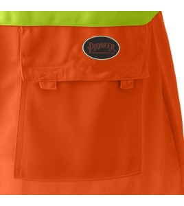 Pioneer orange high-visibility safety vest, class 2, level 2, detachable, 5 pockets, sold individually