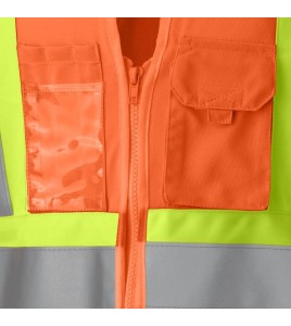 Pioneer orange high-visibility safety vest, class 2, level 2, detachable, 5 pockets, sold individually