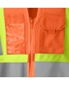 Pioneer orange high-visibility safety vest, class 2, level 2, detachable, 5 pockets, sold individually