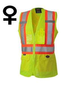 Pioneer woman yellow high-visibility safety vest, class 2, level 2, 9 pockets, sold individually