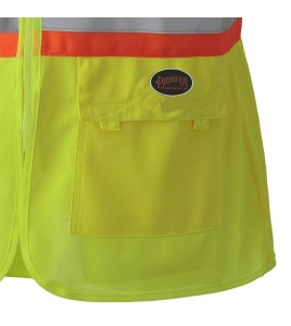 Veste de sécurité Pioneer haute visibilité jaune pour femme classe 2, niveau 2, 9 poches, XS à 3XL