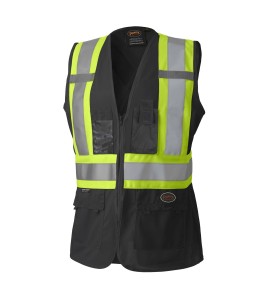 Pioneer woman 139BK black safety vest, class 1, level 2, 9 pockets, sold individually