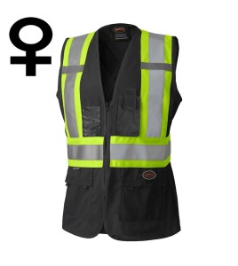 Pioneer woman 139BK black safety vest, class 1, level 2, 9 pockets, sold individually