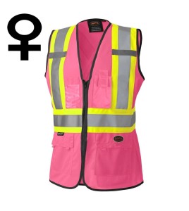 Pioneer woman 139PK pink safety vest, class 1, level 2, 9 pockets, sold individually