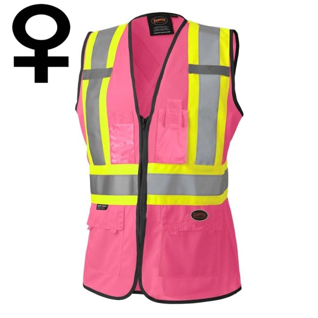 Pioneer woman 139PK pink safety vest, class 1, level 2, 9 pockets, sold individually