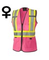 Veste de sécurité Pioneer 139PK rose pour femme, classe 1, niveau 2, 9 poches, XS à 3XL