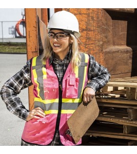 Pioneer woman 139PK pink safety vest, class 1, level 2, 9 pockets, sold individually