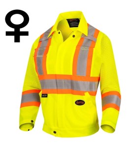 Pioneer woman yellow high-visibility safety jacket, class 2, level 2, 5 pockets, front zip