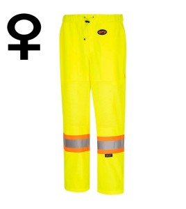 Pantalon de sécurité routière Pioneer jaune haute visibilité pour femme classe 2, niveau 2, XS à 3XL