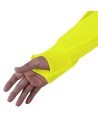 High visibility long-sleeved shirt, neon yellow with grey reflective stripes