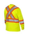 High visibility long-sleeved shirt, neon yellow with grey reflective stripes