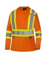 High visibility Pioner long-sleeved shirt, orange hi-vis with grey reflective stripes