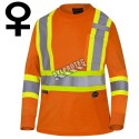 High visibility Pioner long-sleeved shirt, orange hi-vis with grey reflective stripes