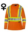 High visibility Pioner long-sleeved shirt, orange hi-vis with grey reflective stripes