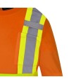 High visibility Pioner long-sleeved shirt, orange hi-vis with grey reflective stripes