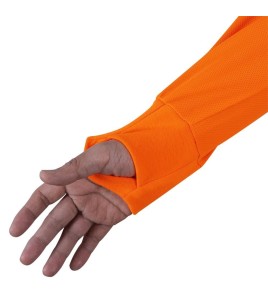 High visibility Pioner long-sleeved shirt, orange hi-vis with grey reflective stripes