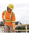 High visibility Pioner long-sleeved shirt, orange hi-vis with grey reflective stripes