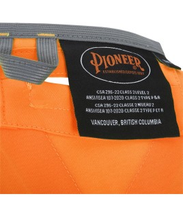 Pioneer women's high-visibility orange 6692W surveyor's vest, 150 denier woven twill, 15 pockets