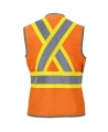 Pioneer women's high-visibility orange 6692W surveyor's vest, 150 denier woven twill, 15 pockets