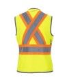 Pioneer women's high-visibility yellow 6693W surveyor's vest, 150 denier woven twill, 15 pockets