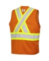 Pioneer 7728 orange flame-retardant Fr-tech arc-resistant safety vest, ARC 2 rated, with high-visibility stripes