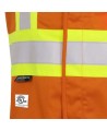 Pioneer 7728 orange flame-retardant Fr-tech arc-resistant safety vest, ARC 2 rated, with high-visibility stripes