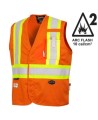 Pioneer 7728 orange flame-retardant Fr-tech arc-resistant safety vest, ARC 2 rated, with high-visibility stripes