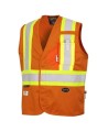 Pioneer 7728 orange flame-retardant Fr-tech arc-resistant safety vest, ARC 2 rated, with high-visibility stripes