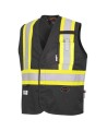 Pioneer 7729 black flame-retardant Fr-tech arc-resistant safety vest, ARC 2 rated, with high-visibility stripes