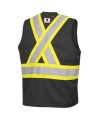 Pioneer 7729 black flame-retardant Fr-tech arc-resistant safety vest, ARC 2 rated, with high-visibility stripes