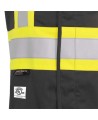 Pioneer 7729 black flame-retardant Fr-tech arc-resistant safety vest, ARC 2 rated, with high-visibility stripes