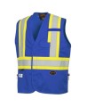 Pioneer 7730 blue flame-retardant Fr-tech arc-resistant safety vest, ARC 2 rated, with high-visibility stripes