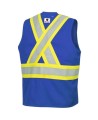 Pioneer 7730 blue flame-retardant Fr-tech arc-resistant safety vest, ARC 2 rated, with high-visibility stripes