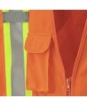 Pioneer® 6935 safety vest, high-visibility orange, detachable with mesh back, zipper, 4 pockets, sold individually