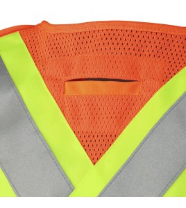 Pioneer® 6935 safety vest, high-visibility orange, detachable with mesh back, zipper, 4 pockets, sold individually