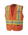 Pioneer® 6935 safety vest, high-visibility orange, detachable with mesh back, zipper, 4 pockets, sold individually