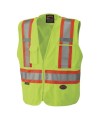 Pioneer 6936 safety vest, high-visibility yellow, detachable with mesh back, zipper, 4 pockets, sold individually